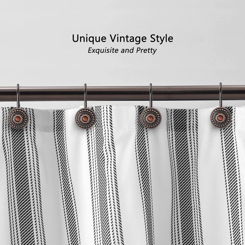 iToplin Bronze Shower Curtain Hooks, Decorative Shower Curtain Rings for Bathroom, Rust Proof Shower Hooks for Shower Curtain Liner, 12Pcs - Image 2
